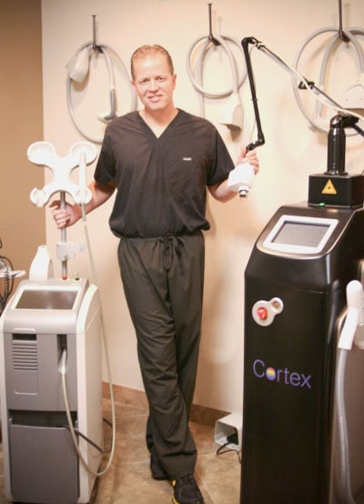 Dr. Hammond with his equipment. Dr. Hammond has significant experience with laser resurfacing of the skin.