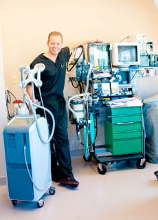 Dr. Hammond with his equipment