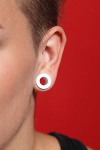 A gauged ear piercing