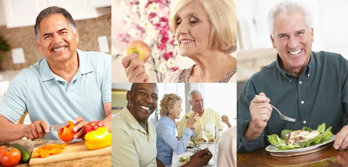 photo of different people eating